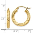 thumbnail image 2 of 14k Yellow Gold Sparkle-Cut 3mm Round Hoop Earrings - 1.5 Grams - Measures 20x20mm, 2 of 4