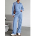 thumbnail image 3 of PRETTYGARDEN Women's 2 Piece Outfits Casual Lapel Half Zip Sweatshirts and Wide Leg Pants Tracksuit Sets, 3 of 8