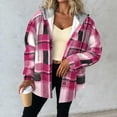 thumbnail image 2 of Maplenight Plaid Jackets for Women Button Down Long Sleeve Shacket Casual Fleece Lined Hooded Jackets Thermal Winter Coat with Pockets, 2 of 6