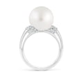 thumbnail image 2 of ANGARA South Sea Cultured Pearl Ring with Pave-Set Diamonds in 14K White Gold for Women | June Birthstone, Birthday, Anniversary, Jewelry Gift for Women | Pearl Ring, 2 of 9