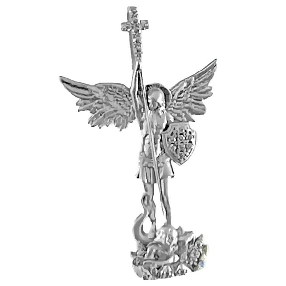 Real Solid 925 Sterling Silver Matte Saint St Michael VVS1 Moissanite Pendant Dije de Plata San Miguel Arcangel 1"