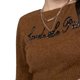 thumbnail image 3 of Suéter de manga larga para mujer, Top tejido con cuello redondo para otoño e invierno, Bordado de letras de estilo corto, tamaño libre de caramelo, 3 of 5