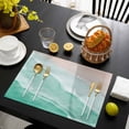thumbnail image 3 of Turquoise Coastal Wave Placemats Set of 8, Summer Modern Ocean Beach Placemats for Dining Table, Place Mats for Kitchen Tabletop, Waterproof Wipeable Dining Table Mats Set, 3 of 9
