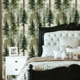 thumbnail image 2 of Boho Peel and Stick Wallpaper Misty Forest Tall Pine Trees Watercolor Style Contact Paper 23.6in x 9.8ft Wallpaper Removable Self Adhesive Wall Paper for Bedroom, 2 of 8