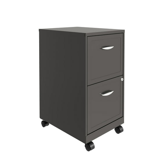 Space Solutions 18" Deep 2 Drawer Mobile Letter Width Vertical File Cabinet, Charcoal