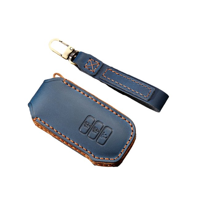 sweethay Funda de cuero para llave de coche, Color sólido, elegante, resistente al agua, cubierta de Control remoto, accesorios protectores con Automoción decorativa y accesorios Azul 3 Clave