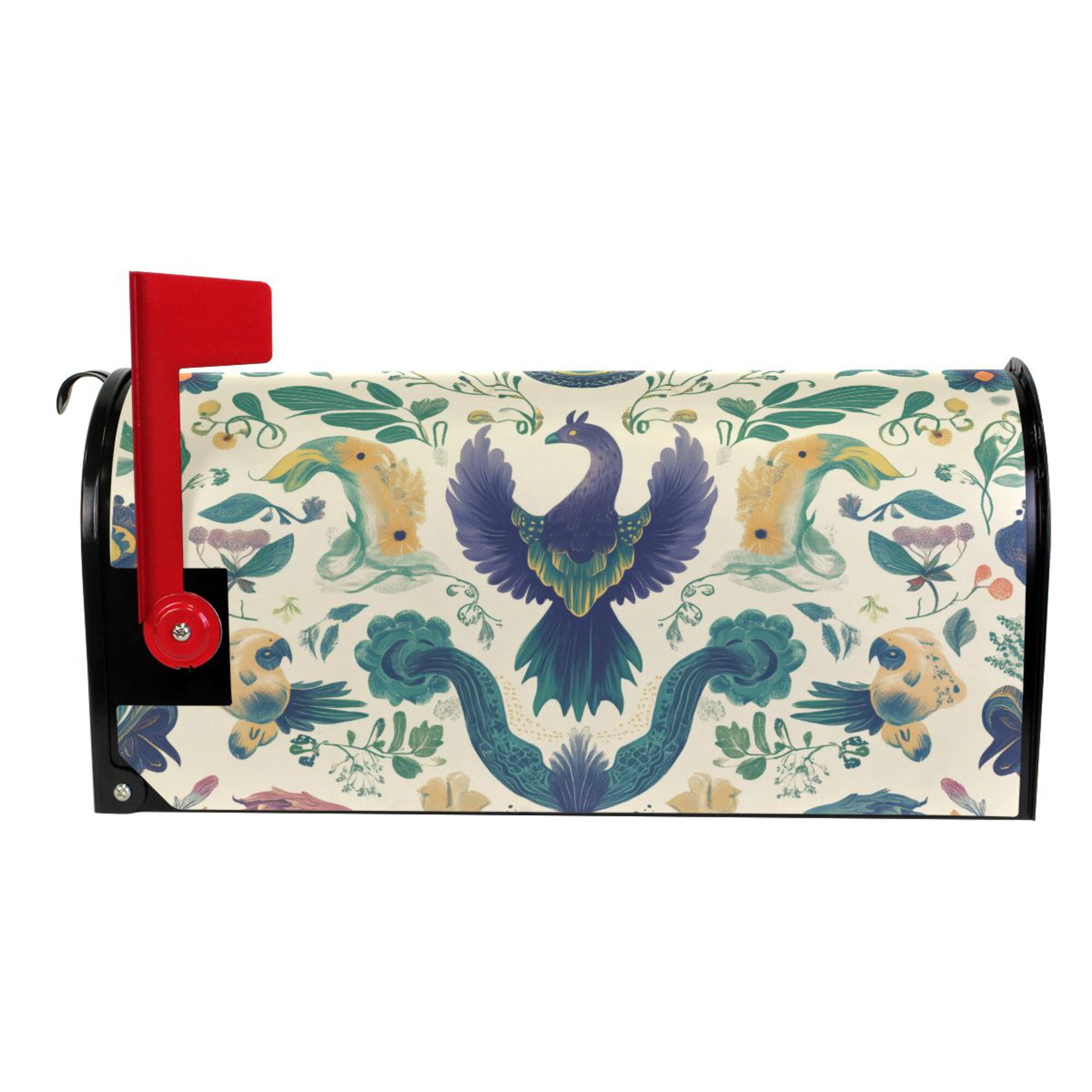 Yayeee Mailbox Cover Magnetic Large Size Post Box Cover Wrap Decor, Green Animals Pattern