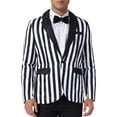 thumbnail image 1 of Blazer a rayas INSPIRE CHIC para el Día del Padre, chaqueta de traje de negocios de color contrastante para hombre, negro y blanco, 1 of 5