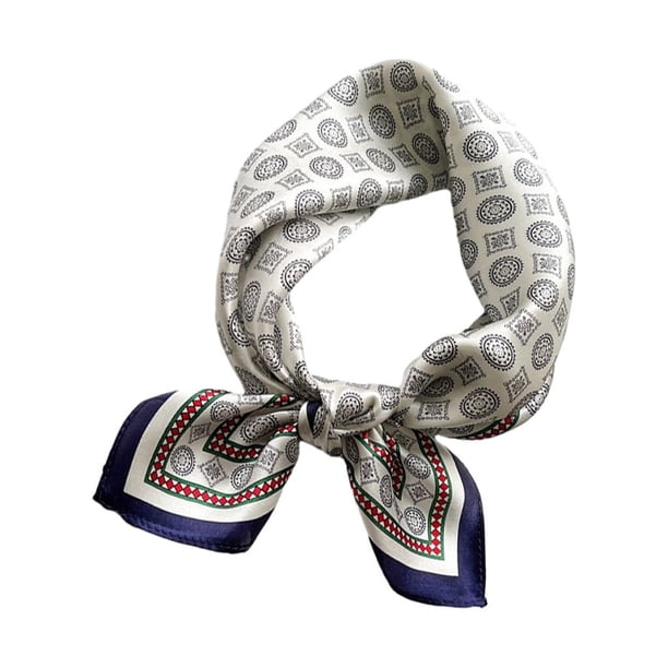 Qarigey Bufandas de seda para mujer, accesorio multifuncional y elegante, bufanda de satén para mujer, regalo maravilloso de lujo Ropa, zapatos y accesorios Miscelánea azul y blanco