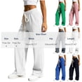 thumbnail image 3 of Ltctricy Ribbed Wide Leg Pants for Women Drawstring Comfy Yoga Pants Casual Loose Elastic Waisted Lounge Pants(Green,One Size), 3 of 6