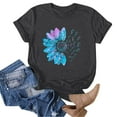 thumbnail image 5 of Holzkary Women's T-Shirts V-Neck Boho Flowers Wildflowers Graphic Tees Shirts Cute Casual Summer Tops Short Sleeve T Shirt Sunflower Summer Loose Top Tops Girls Graphic T Shirt Dark Grey S, 5 of 5