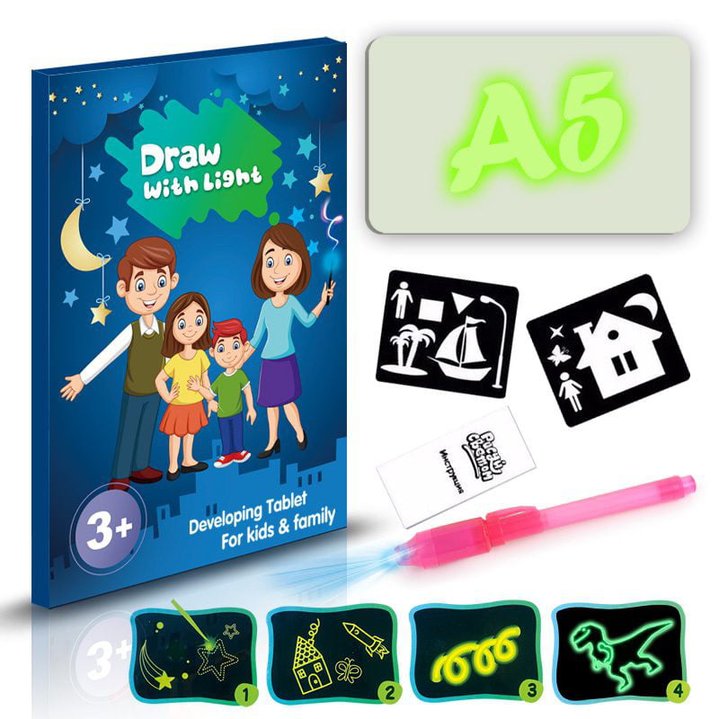 Draw with Light in Darkness Children Sketchpad Toys Luminous Drawing Board 3D DE 