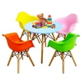 thumbnail image 1 of Gymax Ensemble de Table Ronde Moderne Colorée pour Enfants 5 Pcs avec 4 Fauteuils, 1 of 10