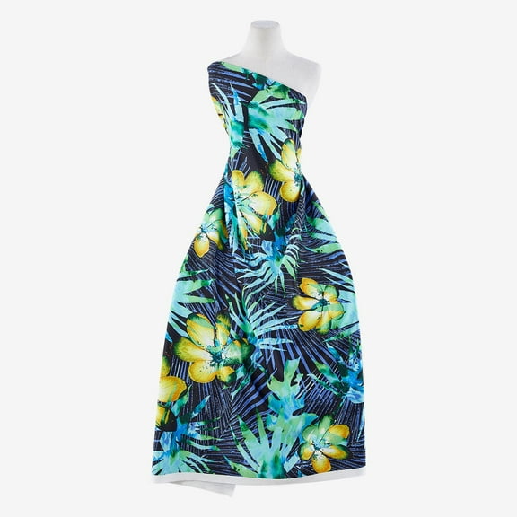 Zelouf Zs1505Gggg Print Scuba  , Sewing, DIY, Crafts Fabric by the Yard, 954Blue/yellow, 3 Yard