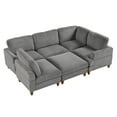 thumbnail image 5 of Oversized Modular Sectional Ottomans, 6 Seater Corduroy Upholstery L-Shaped Reversible Corner, 101.2" Symmetrical Convertible Sleeper Sofa & Couch Free Combination, for Living Room, Gray, 5 of 9