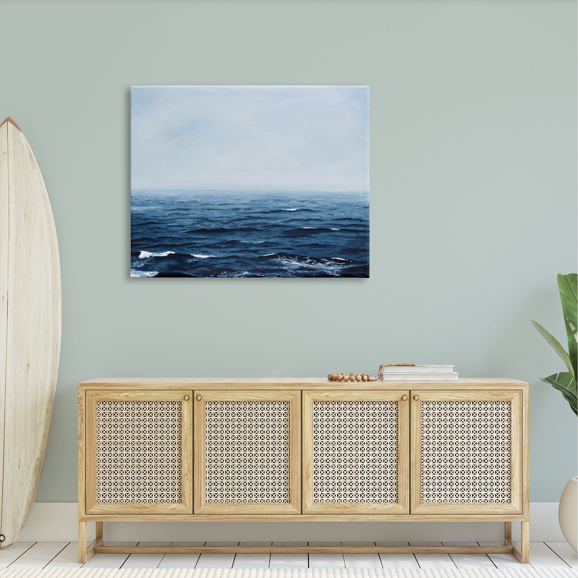 Stupell Industries Choppy Ocean Water Waves Foggy Nautical Horizon Photograph Gallery Wrapped Canvas Print Wall Art, Design by Michael Willett