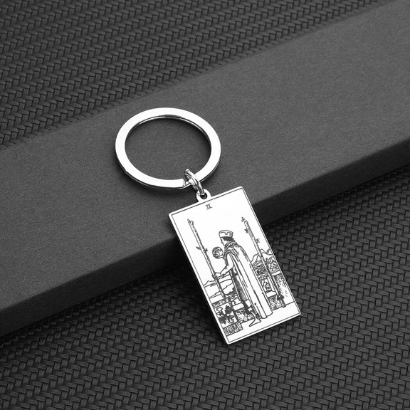 Vintage Tarot Card Keychain Stainless Steel Lucky Amulet Keyring Gothic Halloween Couple Jewelry Gift Pendant Key Chain