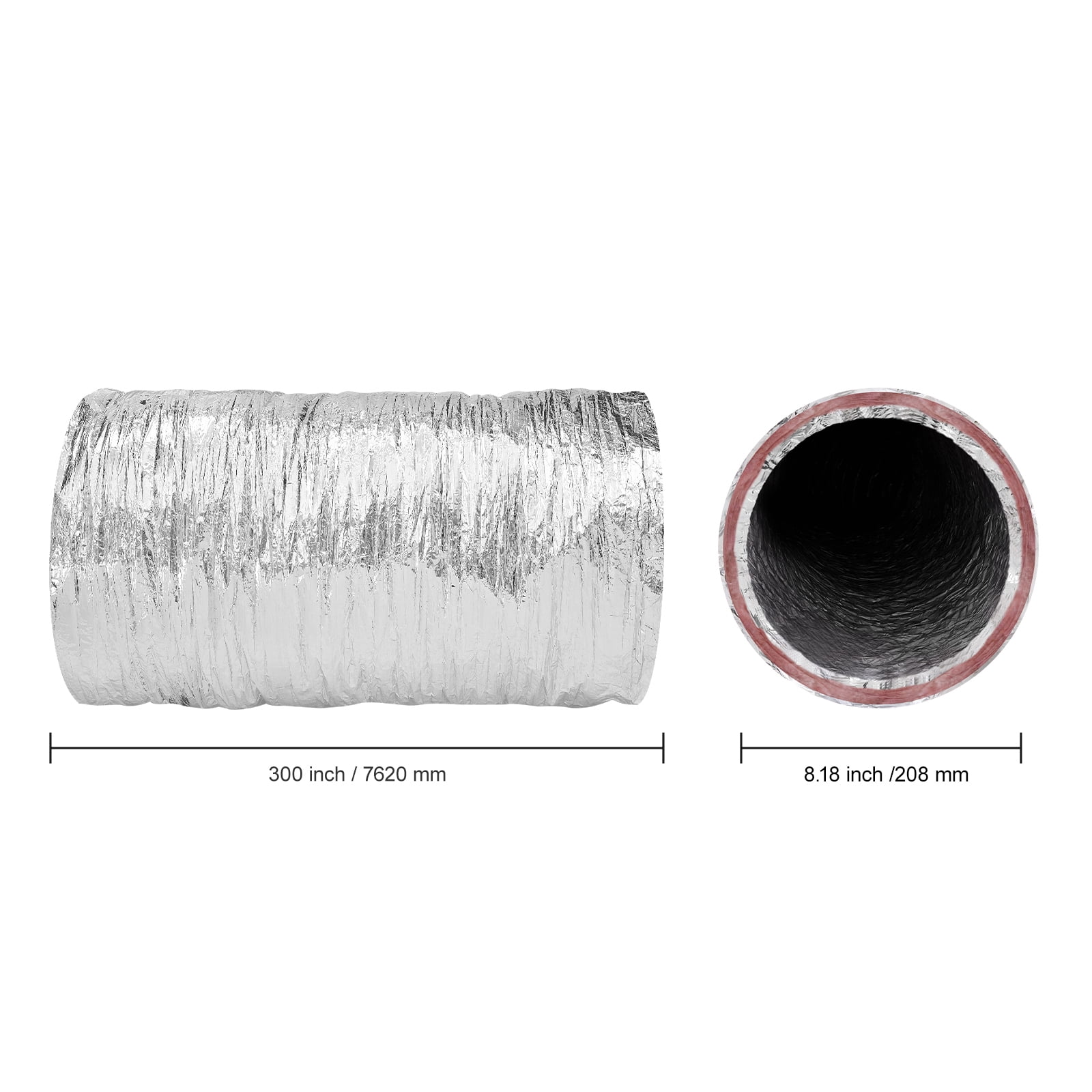 KFFKFF 8in x 25ft Insulated Flexible Duct Dryer Vent Hose HVAC Ventilation R-6.0