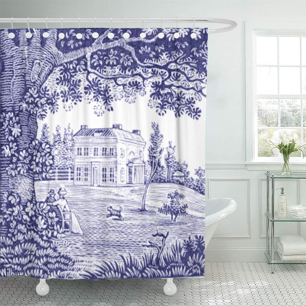 Details about   New French Country Cottage WHITE BLUE CHECKED RUFFLED SHOWER CURTAIN 72" 