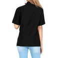 thumbnail image 3 of LA LEELA Women's Summer Casual Short Sleeve Blouse Shirt TShirts Button Down Dress Tops Tee Shirts Hawaiian Blouses for Women XXL Black, Solid, 3 of 6
