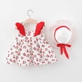 thumbnail image 4 of Robe d'Été pour Tout-Petite Fille, Robe d'Été pour Bébé Fille, Couleur Unie Imprimée, Robe à Bretelles avec Chapeau, 4 of 9