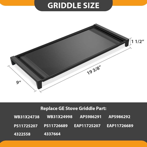 Upgraded WB31X24738 Cast Iron Griddle Replacement for Stove Parts
