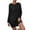 Black, variant on Womens Winter Dresses Women's Solid Color Casual Sweater Knit Crew neck Warm Long Sleeved Pocket Ruched Medium Long Mini Sweater dresses Black S-3XL