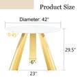 thumbnail image 3 of 42-inch Sintered Stone Round Table With White Marble Look And Golden Legs - Heatproof, Space Saving For Dining Room Grained Gold- Stainless Steel Safe Food , Stylish Functional, 3 of 5