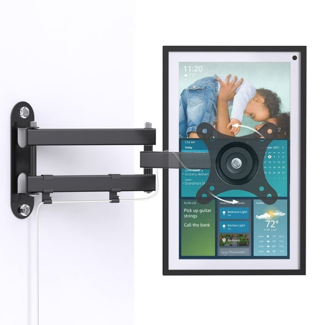 Letlar Support pour Echo Spectacle 15 Rotation Inclinaison Pivotante et Extension jusqu'à 16 Pouces" Support Mural pour Echo 15 et 15 Pouces"-30 Pouces" Téléviseurs avec Bras Robuste Supporte jusqu'à 10KG