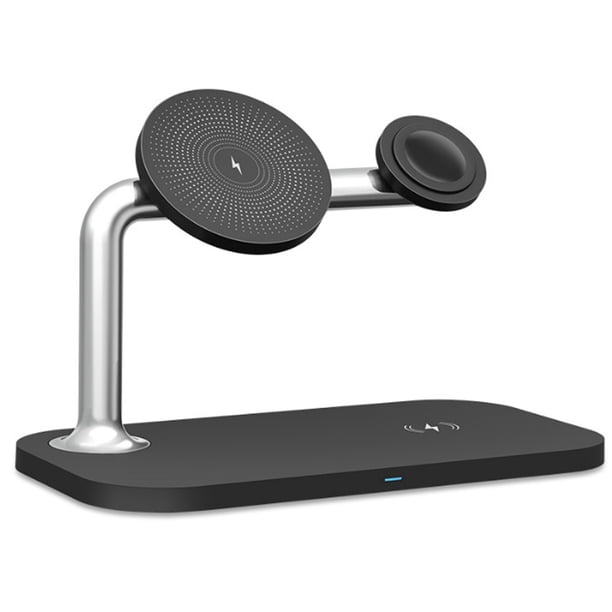 Soporte de cargador inalámbrico magnético, soporte de estación de acoplamiento de carga rápida de 15 W Luz indicadora LED compatible con Magsafe iPhone 13/12 Pro Max Mini, Apple Watch SE/7/6, AirPods Zhivalor 222639-2