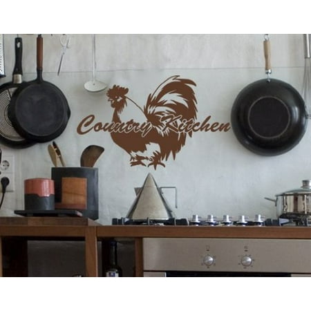 Roaster Decals Country Kitchen Quote with Rooster Wall Decal - Wall Sticker, Vinyl Wall Art, Home Decor, Wall Mural - 1982 - 16in x 10in, White ()