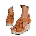 thumbnail image 3 of MKLEKYY Sandalias Antiderrapantes para Mujer, Sandalias de Mujer de Moda, Zapatos Casuales de Cuña Con Plataforma y Punta Abierta Con Diseño de Borlas Bohemias para Uso Diario En Verano., 3 of 5