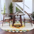 thumbnail image 3 of Large Round Rug 8Ft Washable Non-Slip, Sunflower Circle Area Rugs for Living Room Bedroom, Yellow Floral Summer Botanical Wooden Checkered Indoor Floor Mats Carpet Runner for Home Decor, 3 of 8