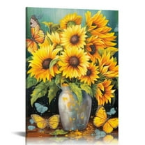 JRXY Sunflowers Canvas Wall Art Prints Yellow Flowers Home Wall Decor for Bedroom Living Room Farmhouse Floral Wall Art Pictures 12x16 in
