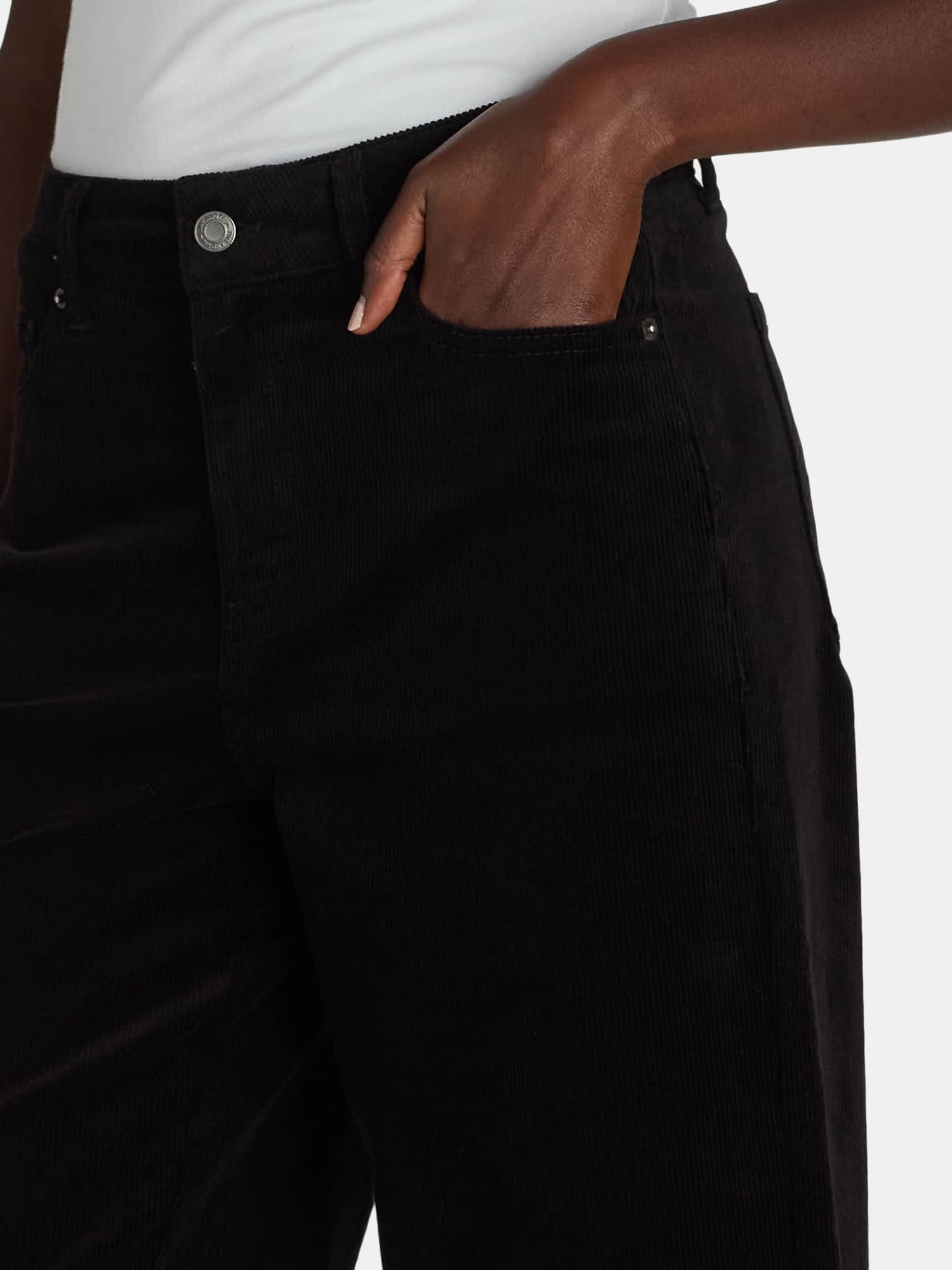 Time and Tru Women’s High Rise Corduroy Wide Leg Pants, Available in 28" and 30" Inseams, Sizes 2-22
