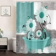 thumbnail image 4 of Green Daisy Flower Shower Curtain, Farmhouse Floral and Butterfly in Bathtub Shower Curtains for Bathroom, Rustic Country Abstract Geometric Floral Bath Decor Bathtub Set with 12 Hooks 70X70in, 4 of 6