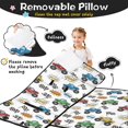 thumbnail image 3 of Monster Cartoon Truck White Pattern Teens Toddler Nap Mat with Pillow, Sleeping Mat Bag for Preschool Daycare 50"x20", 3 of 6