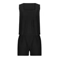 thumbnail image 7 of JWZUY Womens Cotton Linen Square Neck 2023 Trendy Matching Sets 2 Piece Outfits Crop Tops Short Set Lounge Clothes Beach Summer Black M, 7 of 7