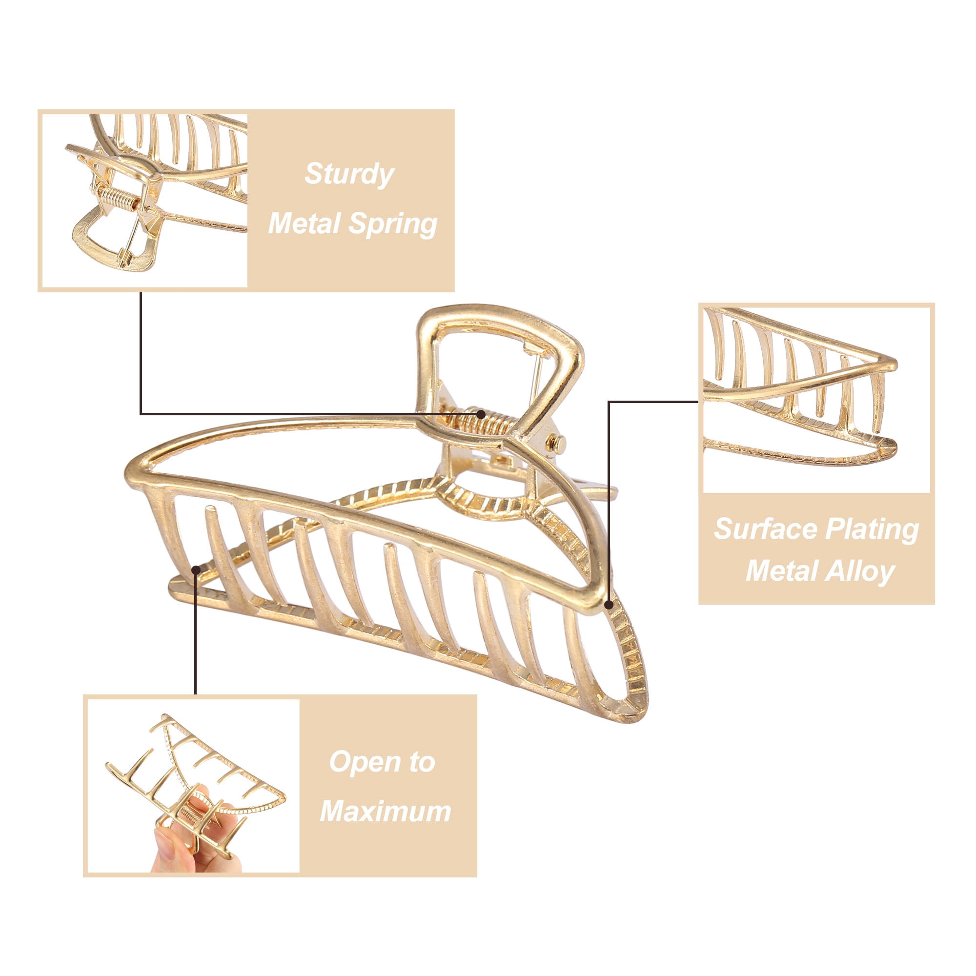 Unique Bargains 3" Medium Metal Hair Claw Hair Barrettes Arc Shaped Line for Women Beauty
