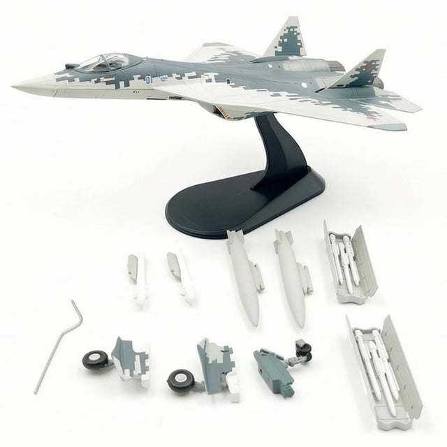 Maqueta de avión a escala 1:100, ideal como adorno de recuerdo, con base para colocar en un mueble de TV o estante de bar.