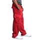 thumbnail image 4 of Pantalones de bolsillo de color sólido con cordón elástico en la cintura para hombres Movimiento suelto Pompotops  oipoqjl22971, 4 of 5