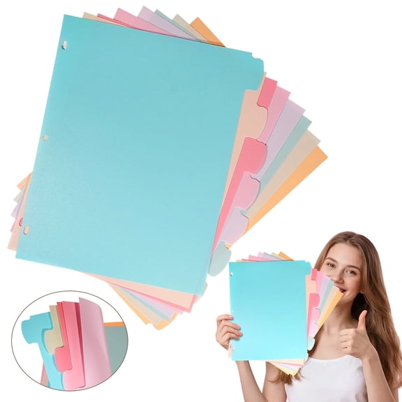 Clearance 8Pcs Binder Dividers with Tabs, 8 Tab Dividers for 3 Ring Binder, Plastic Page Notebook Index Dividers for Office School Home Organization, Durable 3 Hole Punch Paper Index Dividers