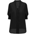 thumbnail image 5 of Camisa de gasa con cuello en V de color sólido informal de verano para mujer OAVQHLG3B Store lin121212, 5 of 5