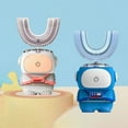 thumbnail image 2 of Cepillo de dientes eléctrico para niños de silicona, automático, recargable, 360 grados, en forma de U, cepillo de dientes sónico, dibujos animados para niños, luz azul, 2 of 5