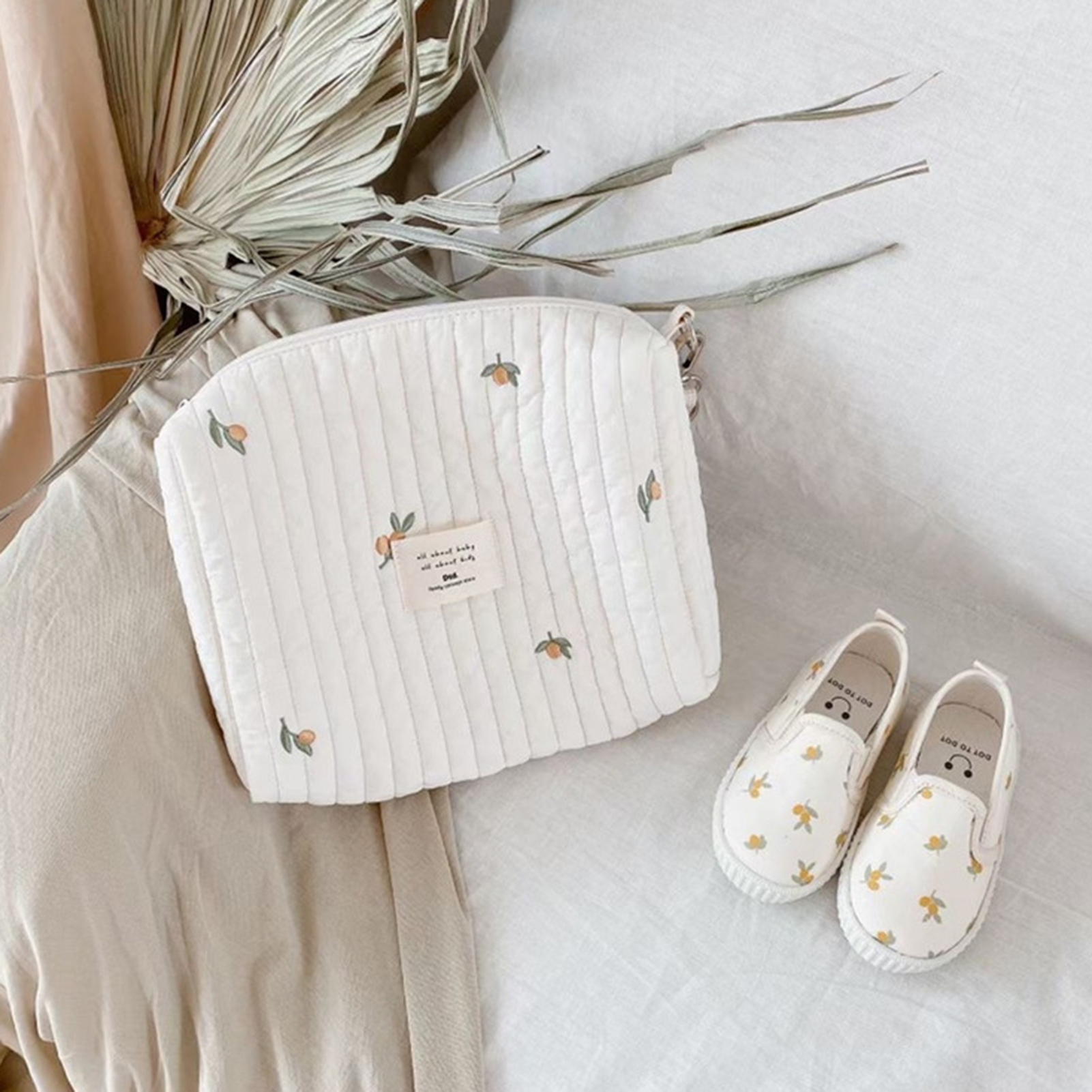 Stroller Organizer Bag|Cute Cotton Diaper Bag Organizing Pouches|Embroidered Small Mommy Pouches wit