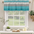 thumbnail image 2 of Turquoise Wood Grain Curtain Valances for Windows, Kitchen Valance Window Treatments Panel 2 Pack, Country Retro Wooden Plank Gray Rod Pocket Short Curtains for Bathroom Bedroom 42 x 18 Inch, 2 of 8