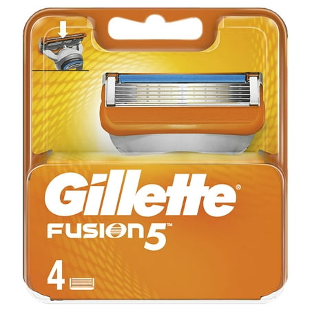 Gillette Fusion Pack of 4 Refill Razor Blade Cartridges, With Continental Photo Cloth!