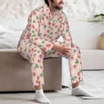thumbnail image 7 of Naloa Strawberry And Flowers Men’s Pajamas Set - Long Sleeve Button Down Sleep Shirt and Pajama Bottoms Sleepwear Set-XX-Large, 7 of 7