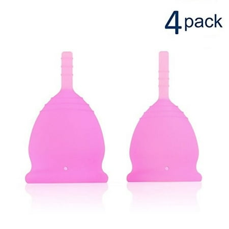 Menstrual Cup (4 Pack) 2 Small & 2 Large FDA Approved - Safe, Easy-to-Use & Comfortable for All Lifestyles - Save Money & Protect the Earth w/Reusable Design - Superior to the Diva (Best Reusable Menstrual Cup)