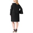 thumbnail image 2 of Love Scarlett Womens Plus Lace-Up Bell Sleeves Party Dress Black 1X, 2 of 2